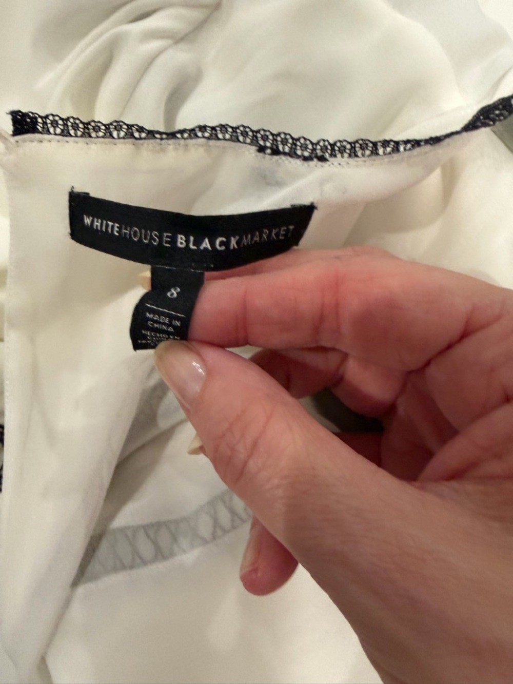 White House Black Market White Blouse with Black Trim